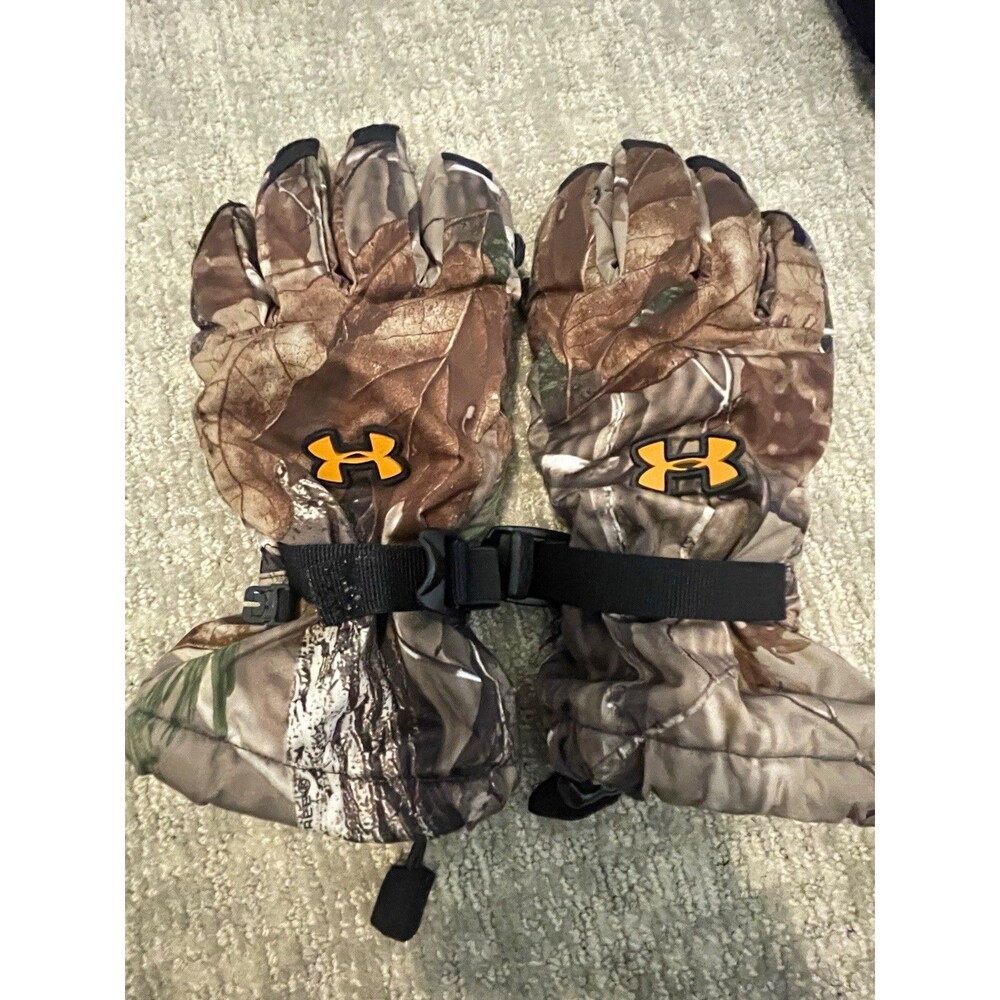 Under Armour Full Finger Camo Hunting Gloves Grip Palms Wrist Strap One Size
